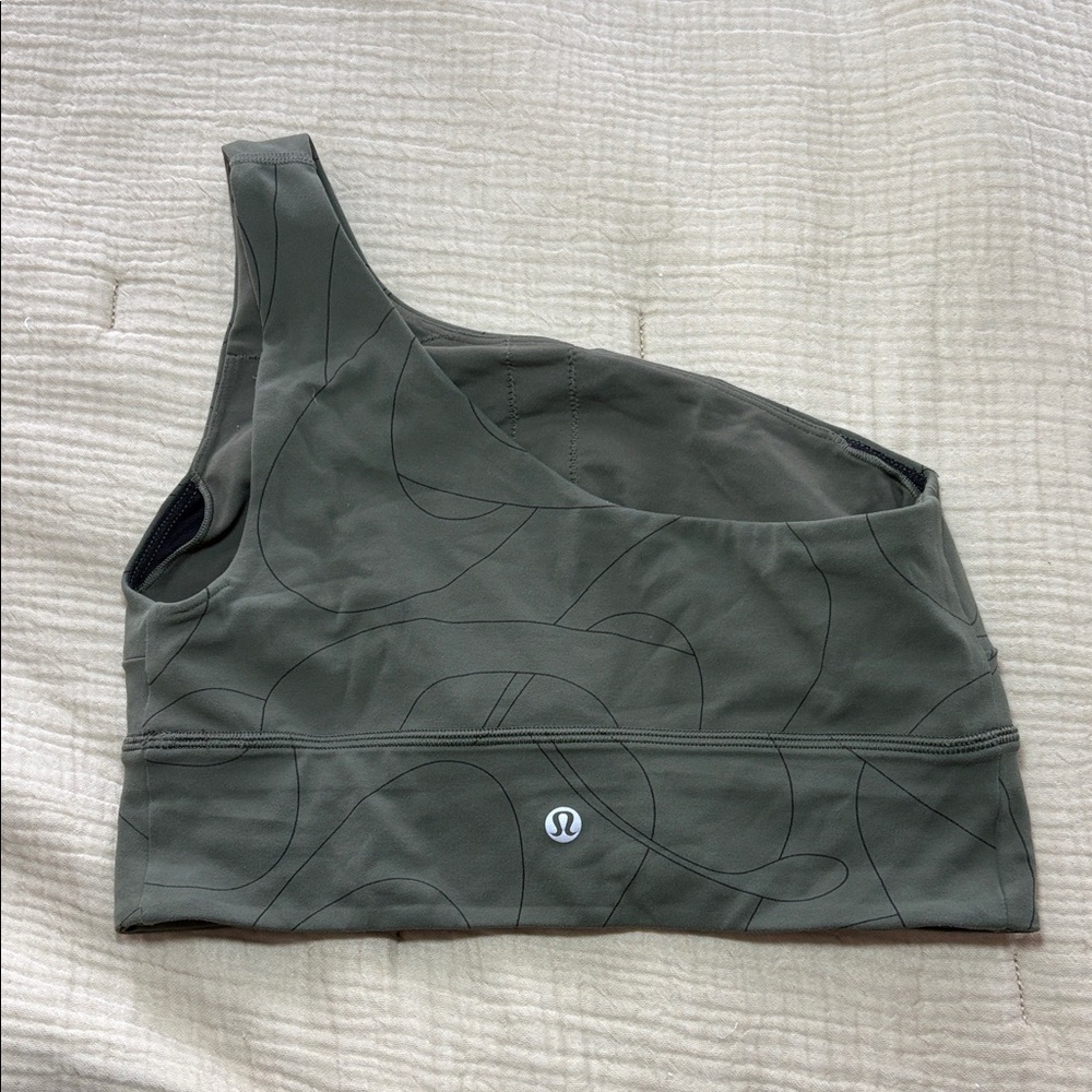 Lululemon Align Asymmetrical Bra Size 8 Olive Green One Shoulder Sport - Picture 4 of 7